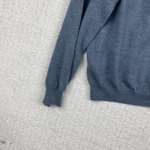 Harry Rosen Made in Italy Fine Merino Wool V Neck Sweater Large Teal Blue Read* - Picture 15 of 16